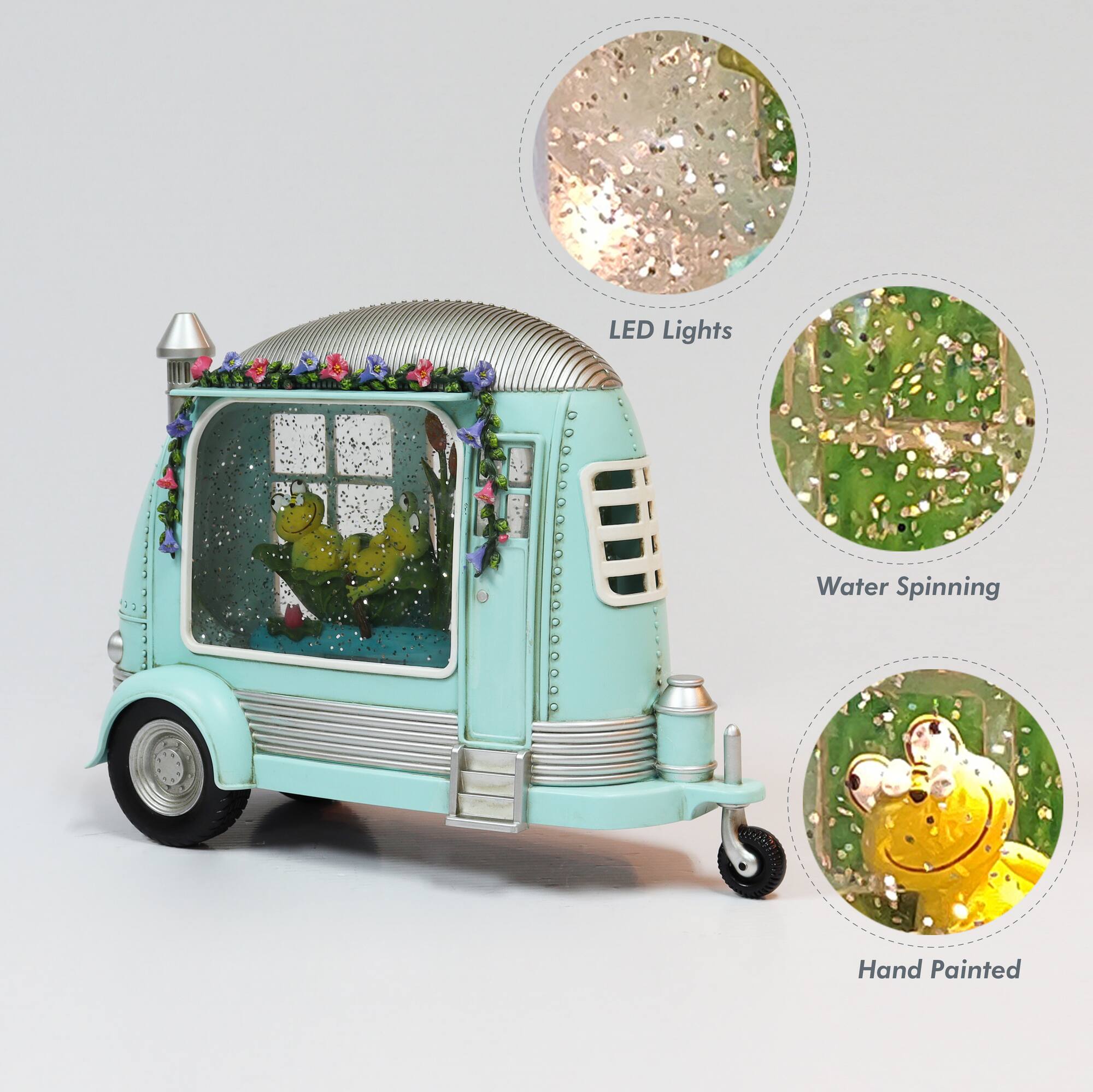 Moments in Time 6.75" Acrylic Camper Frogs Décor
